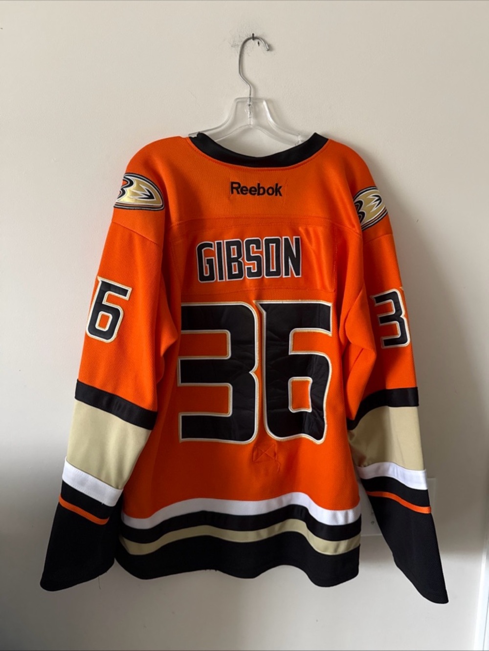 MEN’S REEBOK JOHN GIBSON #36 2015 REEBOK ANAHEIM DUCKS 3rd JERSEY SZ 52 RARE - Picture 6 of 6
